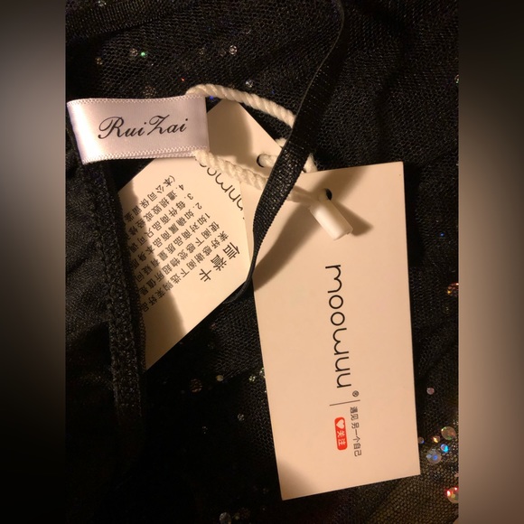 NWT Dress; Colorful Sequins; Spaghetti Straps; Asymmetrical Hemline; Fully Lined - Picture 13 of 14